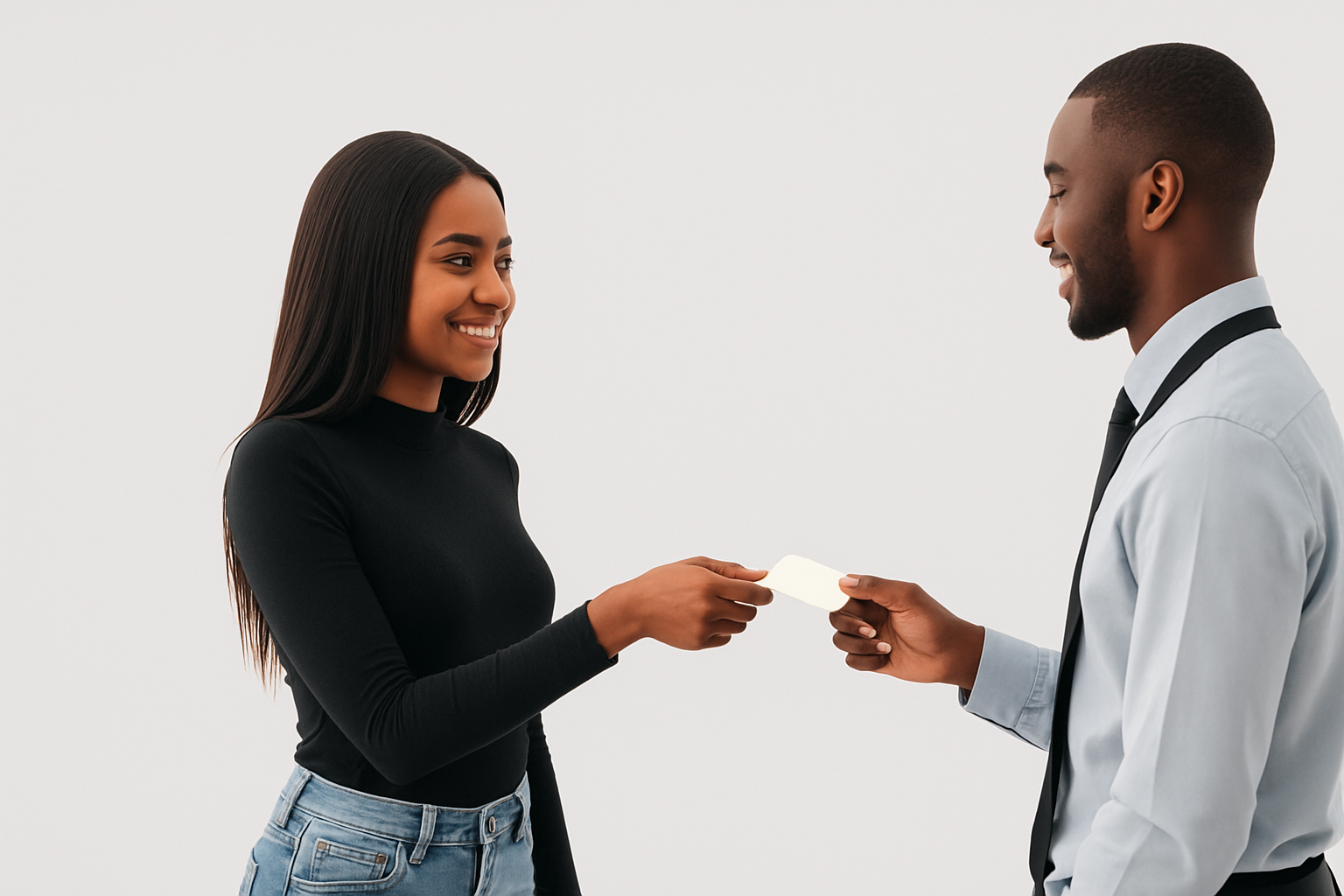 Customer receiving Fresh County Fidelity Card